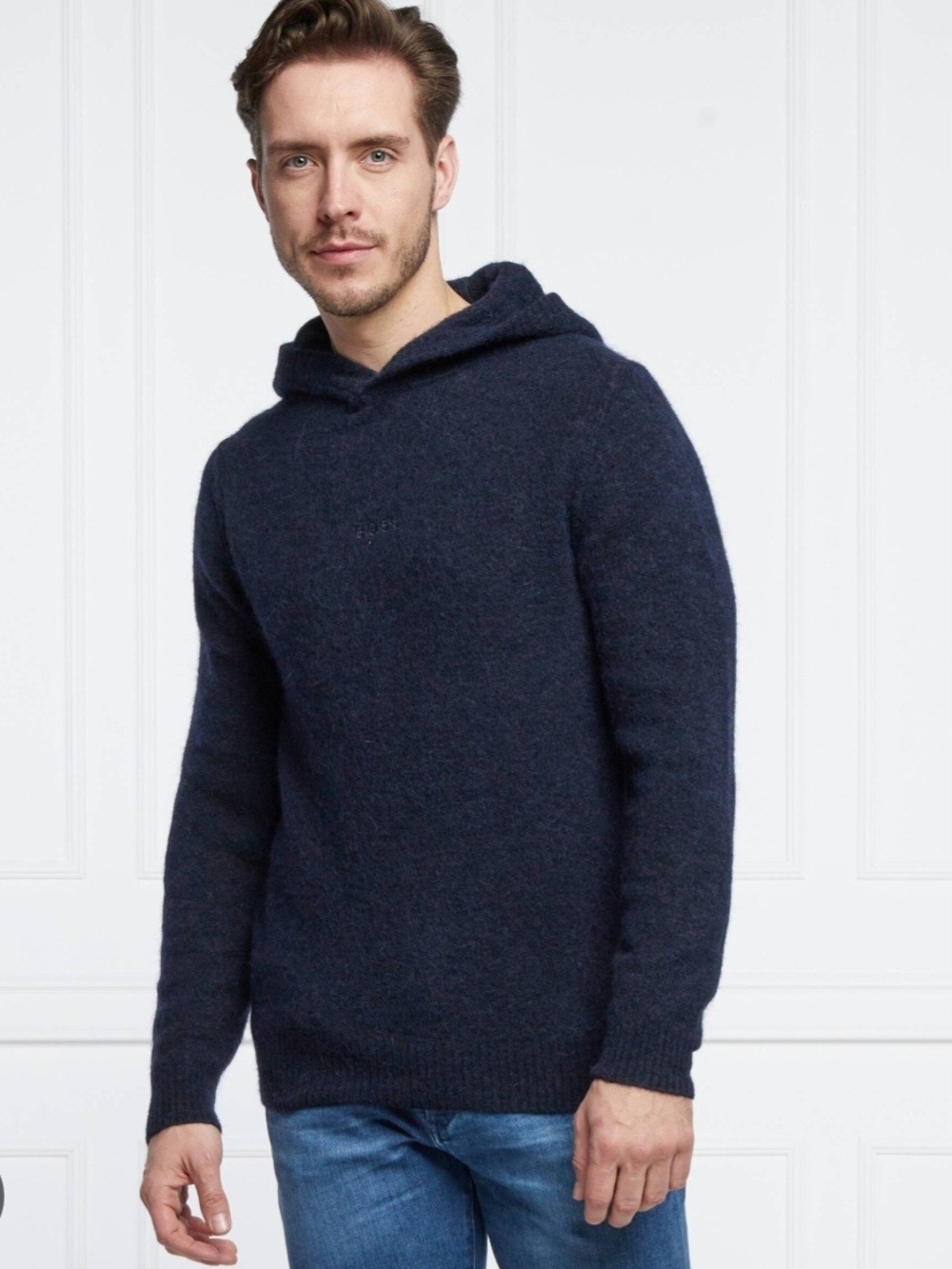 Hugo Boss Men's Dark Navy Hooded Crewneck Sweater Sz M